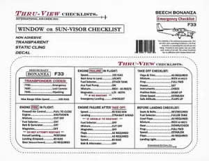 Thru-View Emergency Aviation Checklist - Beechcraft Bonanza F33